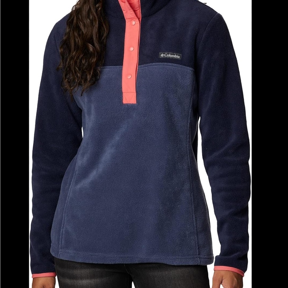 Columbia Navy and Pink Fleece Pullover